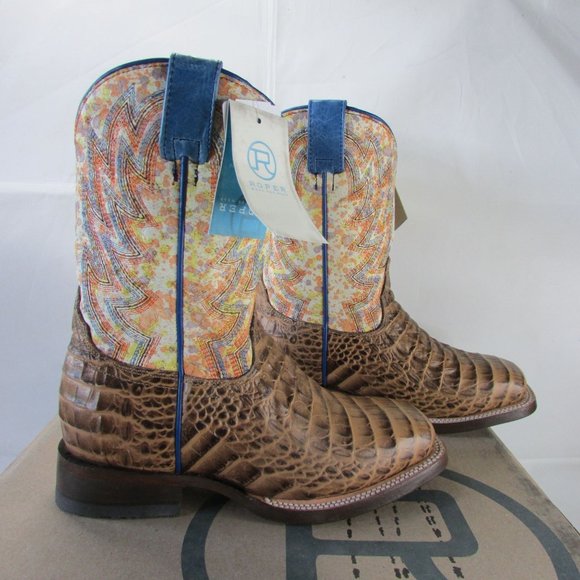 Roper Other - Roper Kid's Youth Cowboy Faux Exotic Gator Embossed Square Toe Western Boots